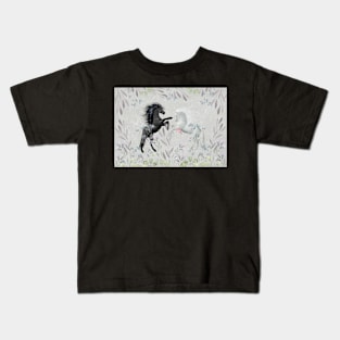 Floral Fantasy Horses Kids T-Shirt